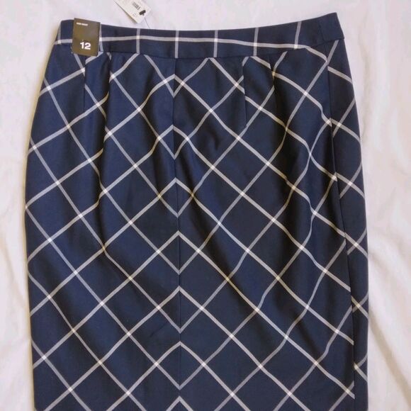 The Limited Plaid Skirt Navy Blue Academia Career Workwear Women's Size 12 - Picture 7 of 9